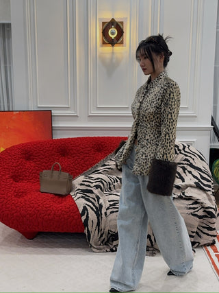 CARELLI - Dolly Leopard Jacket in Beige Leopard Print
