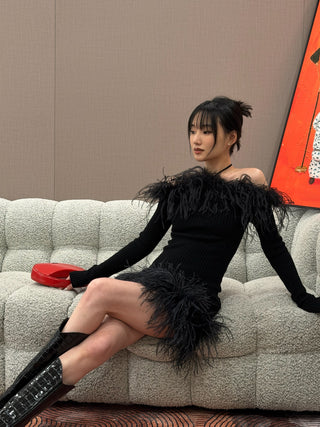 GIUSEPPE KNITTED TOP WITH FEATHER