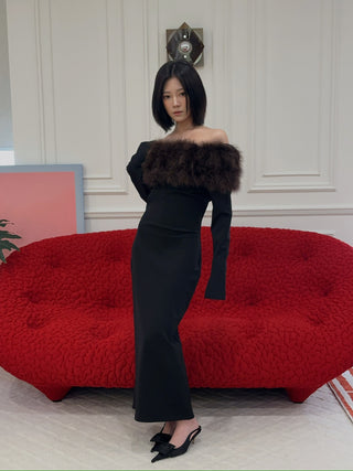 16ARLINGTON - CANTER MIDI DRESS / MERO/NOCCIOLA
