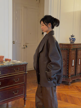 THE MANNEI - Leather Jacket in Brown