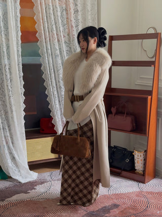 YVES SALOMON MANTEAU 119CM SABLE