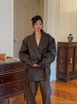 THE MANNEI - Leather Jacket in Brown