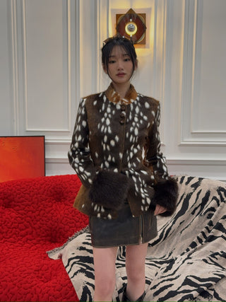 CARELLI - Bambi Deer Jacket in Brown Fawn Print