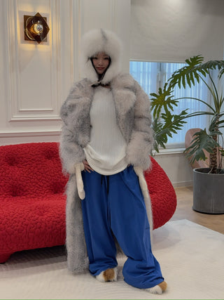 YVES SALOMON - Loro Piana Flannel and fox fur ushanka