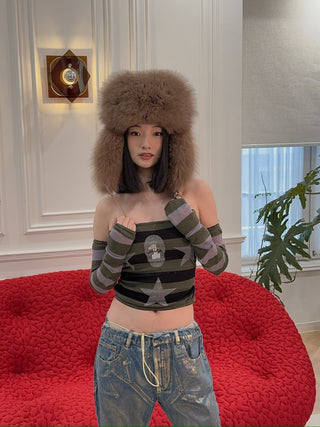 CORMIO - KNIT EMBROIDERED TOP WITH DETACHED SLEEVES