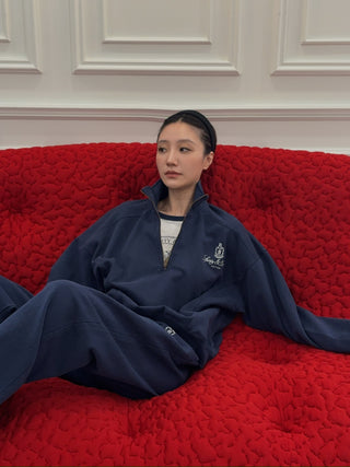 SPORTY & RICH - Vendome Quarter Zip in Navy