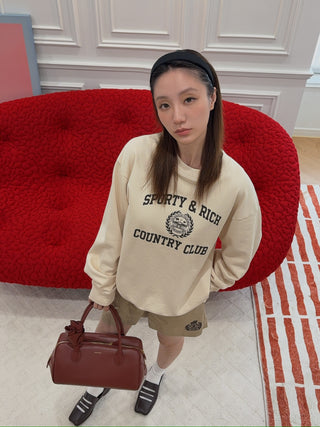 SPORTY & RICH - Varsity Crest Crewneck in Cream