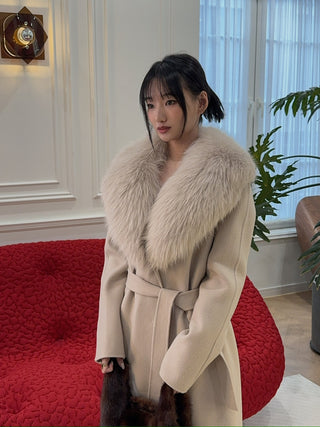 YVES SALOMON MANTEAU 119CM SABLE