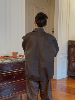 THE MANNEI - Leather Jacket in Brown