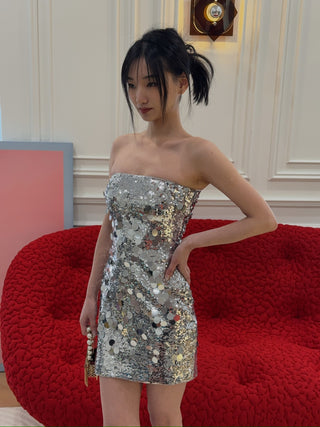 GUIZIO PAILLETTE TUBE DRESS