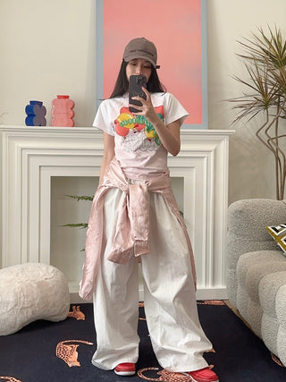 MARTINE ROSE - RAGLAN SHRUNKEN T-SHIRT / PINK BALLOONS