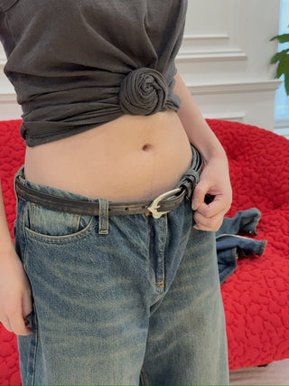 MAGDA BUTRYM - Archer buckle leather belt in vintage brown