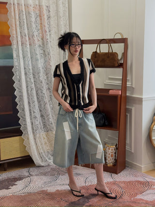 MM6 Maison Margiela TAPED DENIM SHORTS