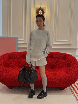 SPORTY & RICH - SR Runner Soft Crewneck in Gray