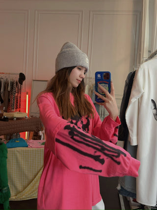 LESUGIATELIER BUTTERFLY GRAPHIC LAYERED SLEEVE T-SHIRT