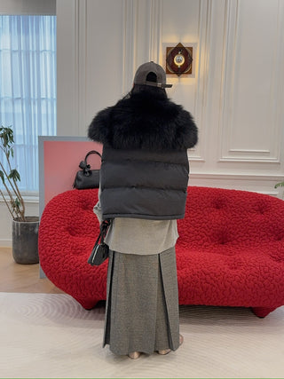YVES SALOMON - VEST MADE WITH LORO PIANA FLANNEL FABRIC/FOX