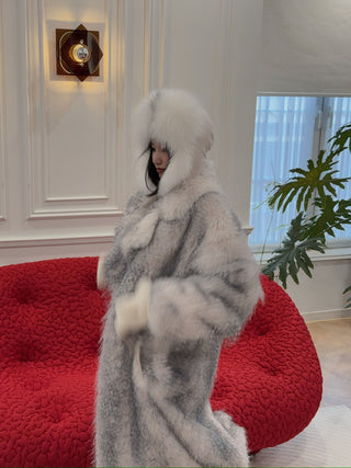 YVES SALOMON - Loro Piana Flannel and fox fur ushanka