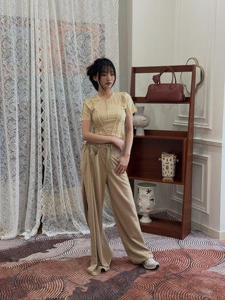 SAMI Miro Vintage Asymmetric Tee in Ivory Mesh