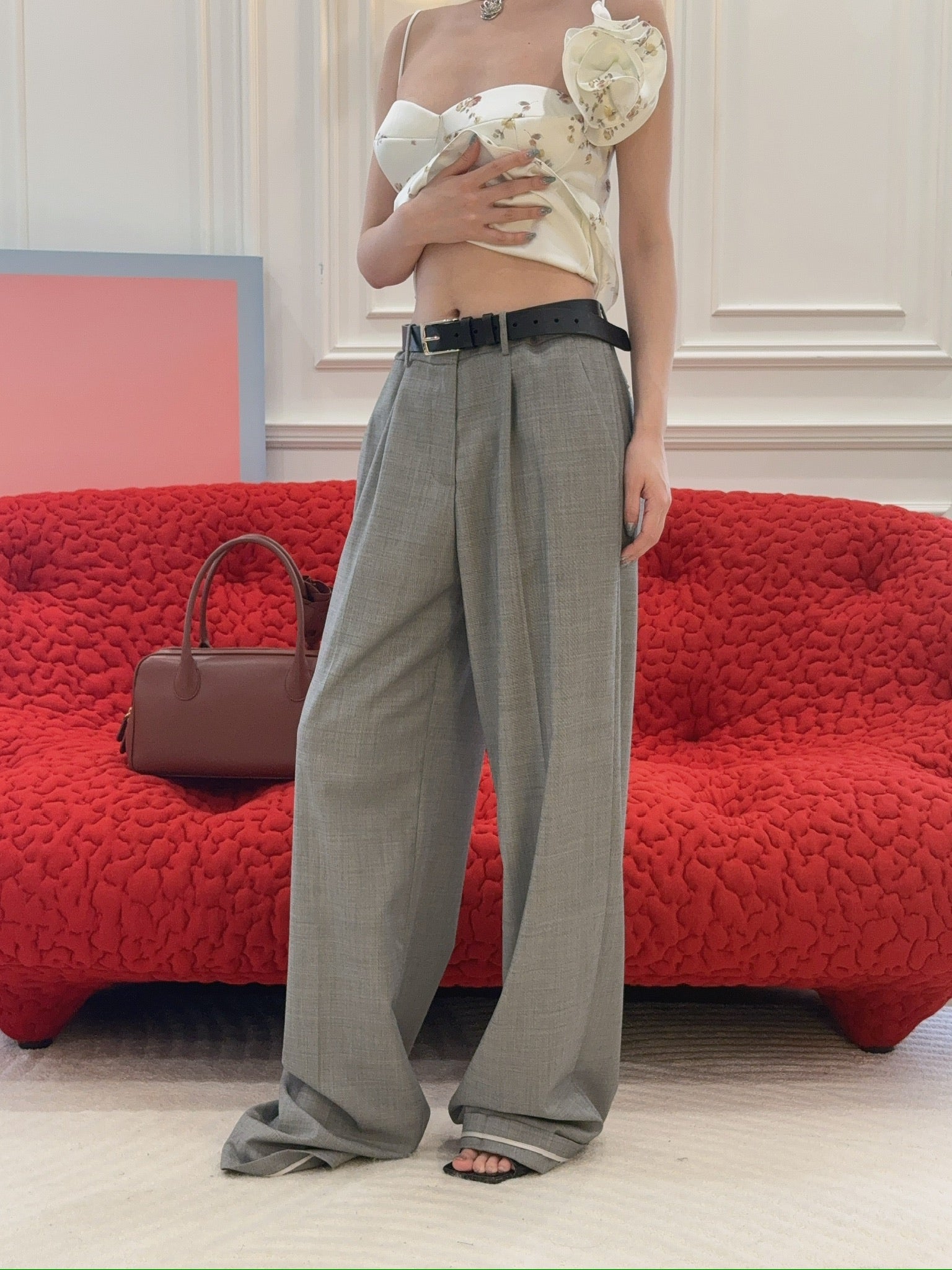 MAGDA BUTRYM Wide leg tailored wool pants in grey – A'FAVOR