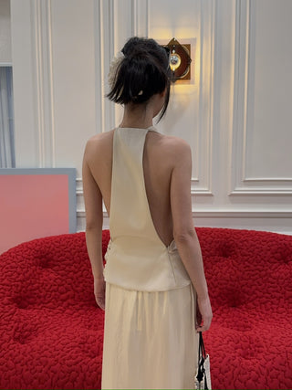 THE ANDAMANE VERUSHKA TOP Cowl Neck Top Satin Ivory