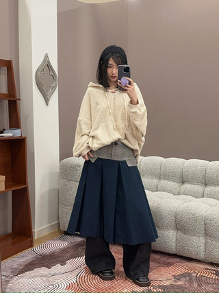 YOUSER - JACKET MIXED PLEATS SKIRT / NAVY