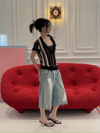 VAILLANT - KNIT TOP STRIPED W/ CONTRAST NECKLINE & CUFF / STRIPES