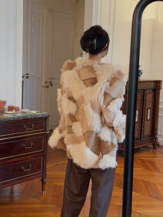 THE MANNEI - Shearling Jacket in Taupe/Brown/Ecru/Beige