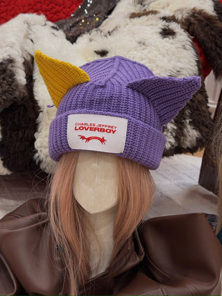 LOVERBOY - CHUNKY EARS BEANIE in Purple and Yellow