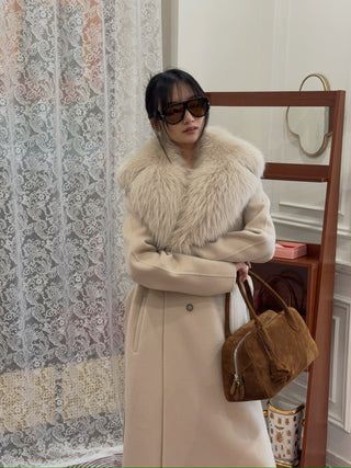 YVES SALOMON MANTEAU 119CM SABLE