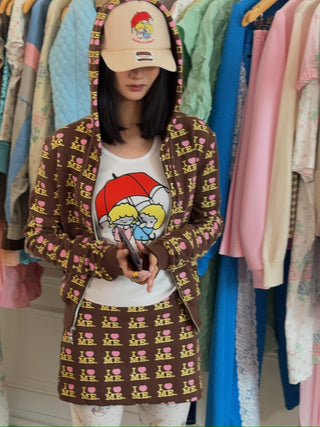ASHLEY WILLIAMS - Shrunken Hoodie  in I Heart Me Choco