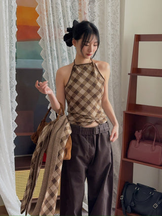 AYA MUSE - Kae Top in Plaid Brown
