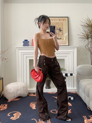 GIUSEPPE DI MORABITO SUEDE LEATHER BUSTIER TOP