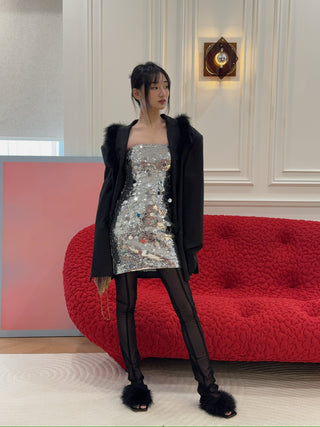 BONBOM FURRY SHAWL BLAZER