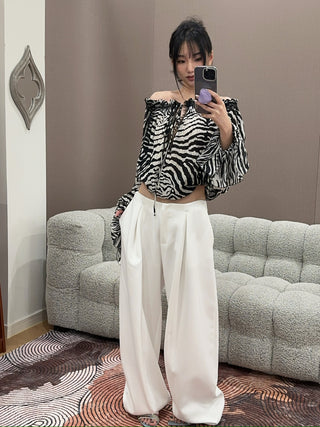 BLUMARINE - Wide Leg Pants In Double Crêpe