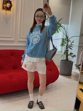 SPORTY & RICH - NY Crest Poplin Short in White