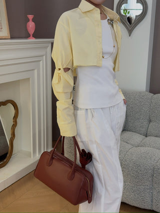 LESUGIATELIER - Knotted Cut-Out Cropped Shirt