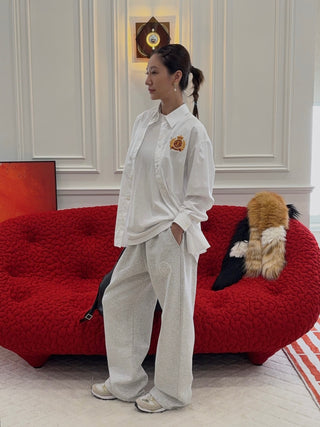 SPORTY & RICH - NY Crest Oversized Shirt in White