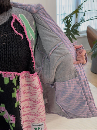 NATASHA ZINKO COTTON CHECKED MUSCLE JACKET