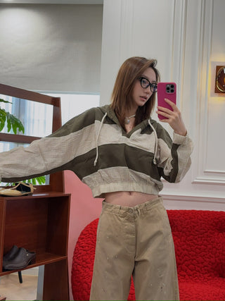 OPEN YY Stipe Cropped Hoodie