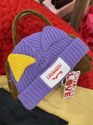 LOVERBOY - CHUNKY EARS BEANIE in Purple and Yellow