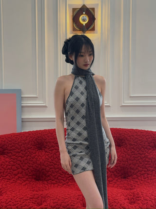 AYA MUSE - Axis Dress in Plaid Gray