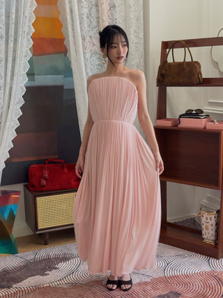MAGDA BUTRYM - Strapless Pleated Corset Dress in Pink