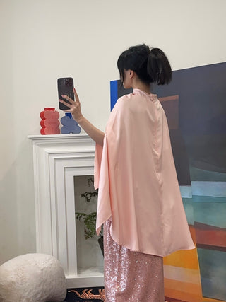 LAPOINTE - SILKY TWILL OVERSIZED CAPE TEE / LIGHT PINK