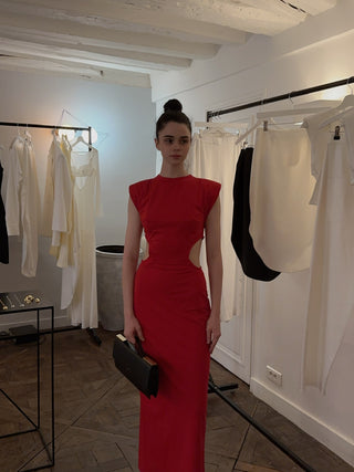 BEVZA LONG DRESS WITH SIDE CUTS