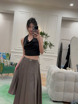 ROKH Box Pleats Midi Skirt
