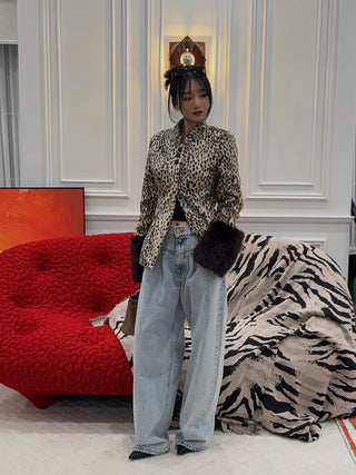 CARELLI - Dolly Leopard Jacket in Beige Leopard Print