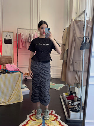 YOUSER - WAISTLINE CUT-OUT SHIRRING T-SHIRT