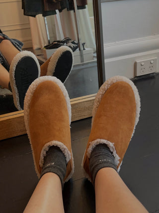 NATASHA ZINKO SHEARLING MULES