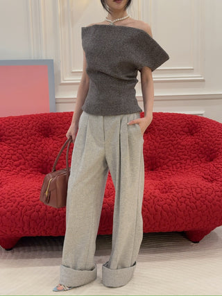 MAGDA BUTRYM - Petal wool top in grey