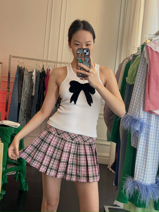 GIUSEPPE DI MORABITO CRYSTAL EMBELLISHMENT TARTAN PLEATED MINI SKORT